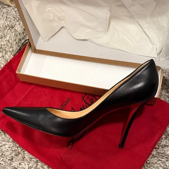 Christian Louboutin Black Heels with Signature Red Soles - Picture 4 of 11